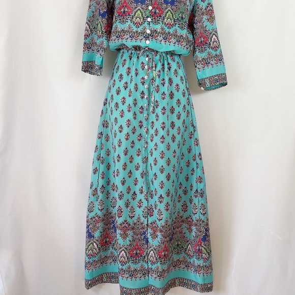 Maxi boho print dress duster cover up size large - Picture 7 of 9